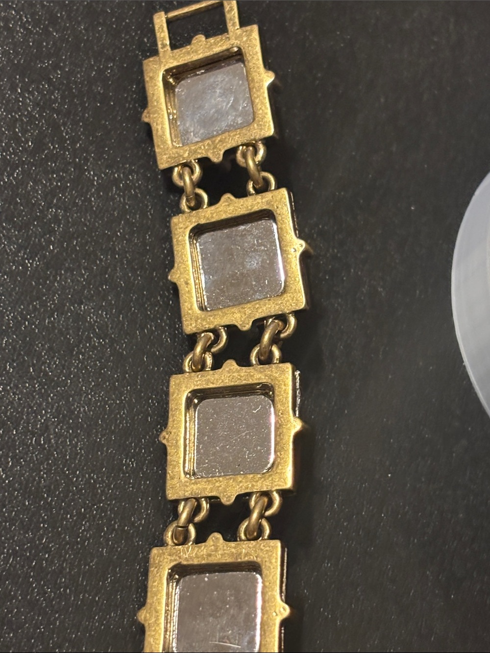 Vintage J. Crew Amber Crystal Link Bracelet Faceted Pyramid Glass - Picture 5 of 17